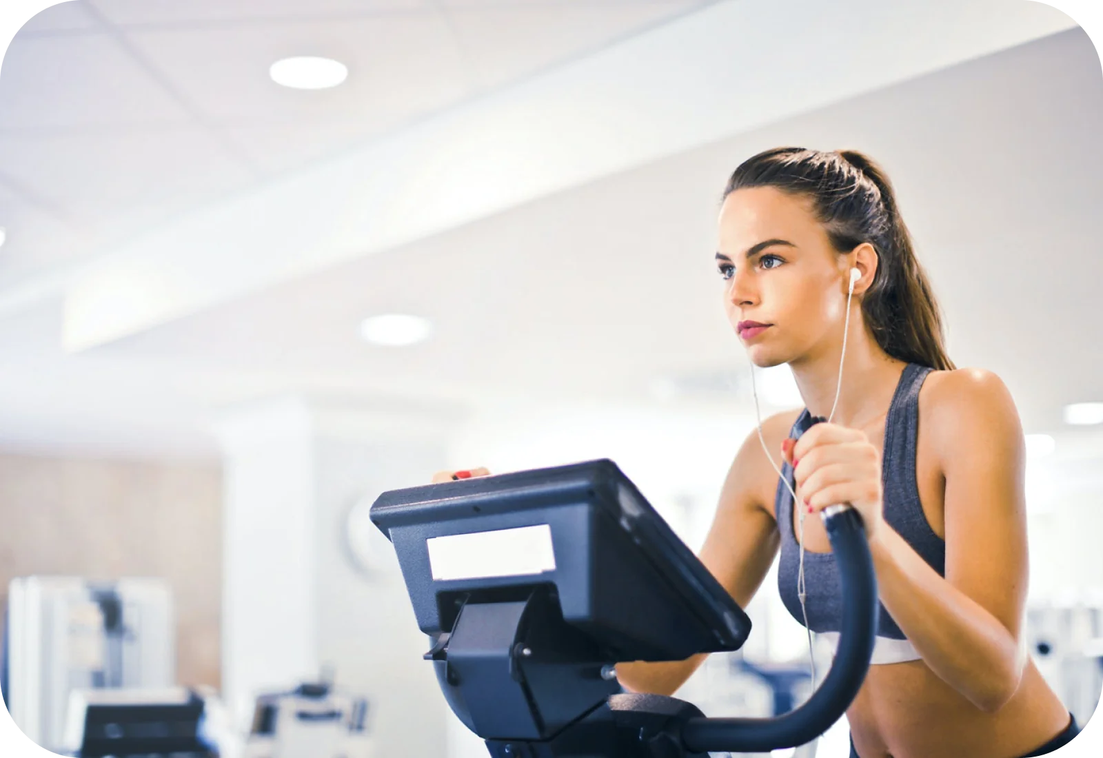 Woman using exercise equipment